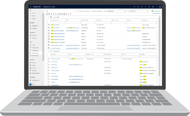 Laptop with Dynamics 365 user interface.