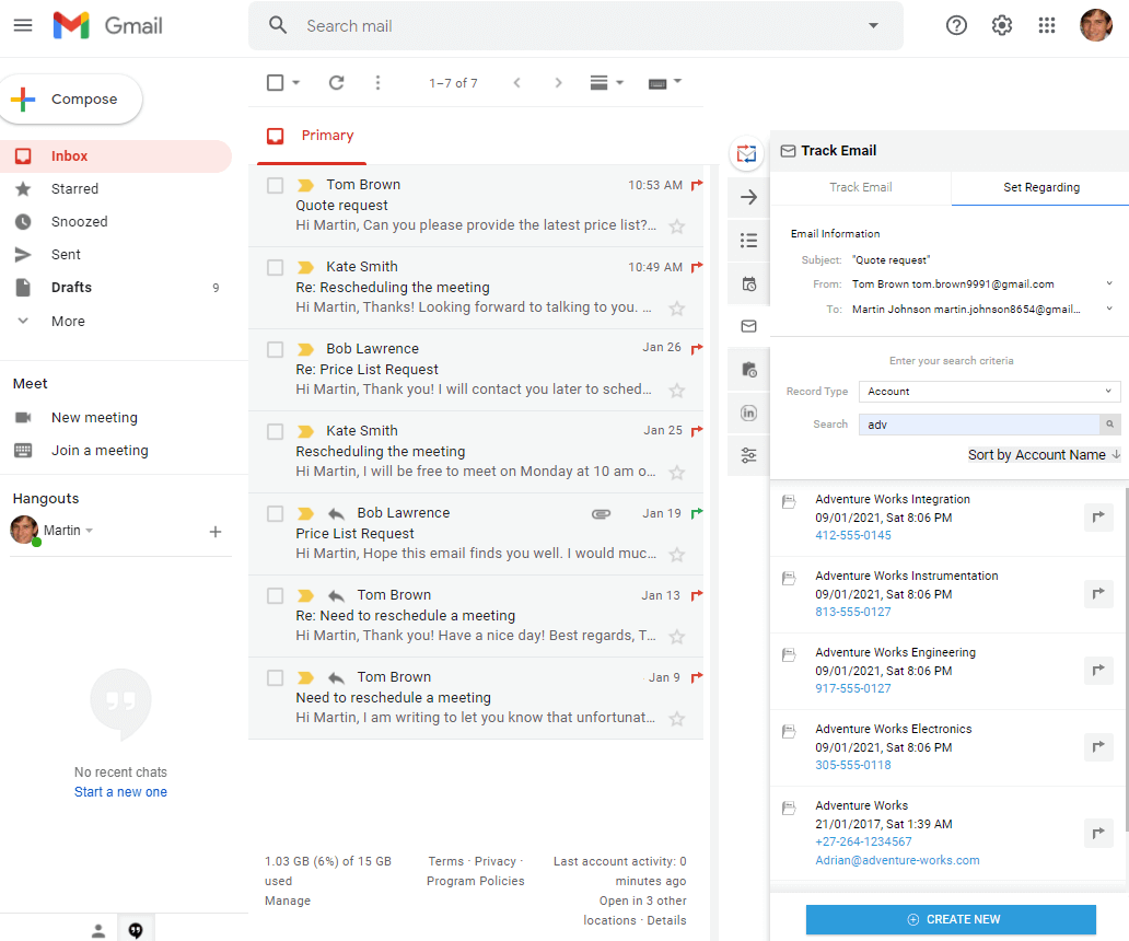 Gmail user interface