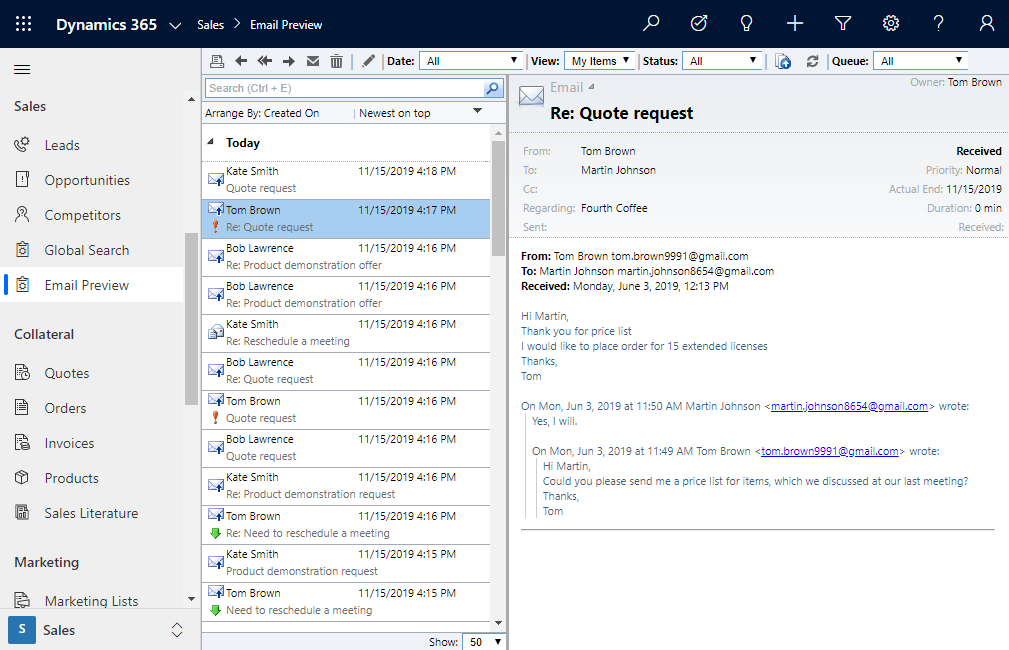 Dynamics 365 interface