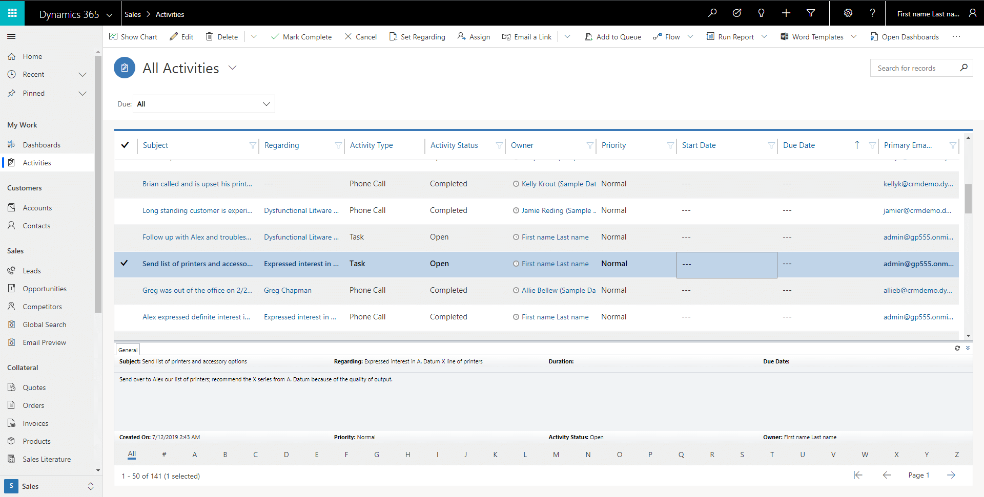 Dynamics 365 interface screenshots